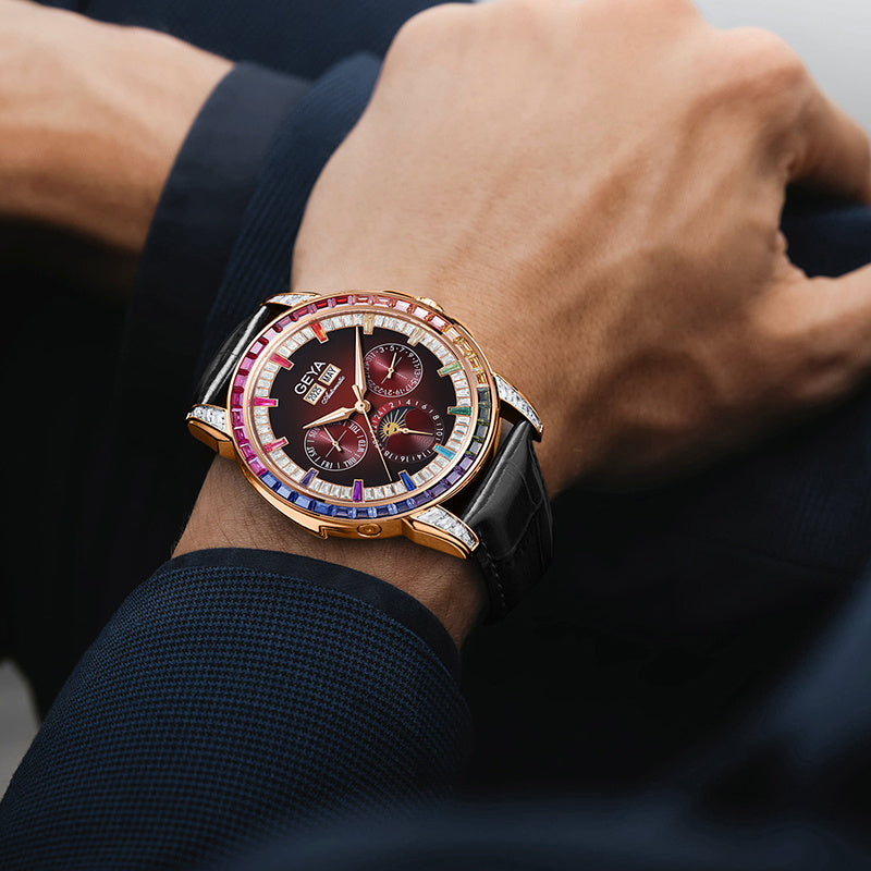 Regenbogen Lünette Mechanische Herren Uhr Wasserfest