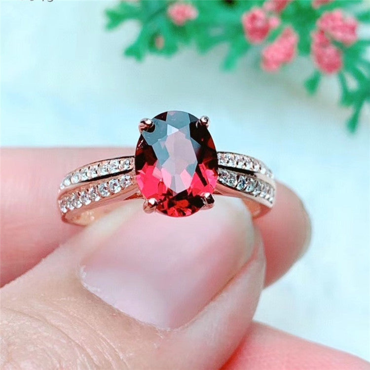 Natural Granat 925 Silber Ring