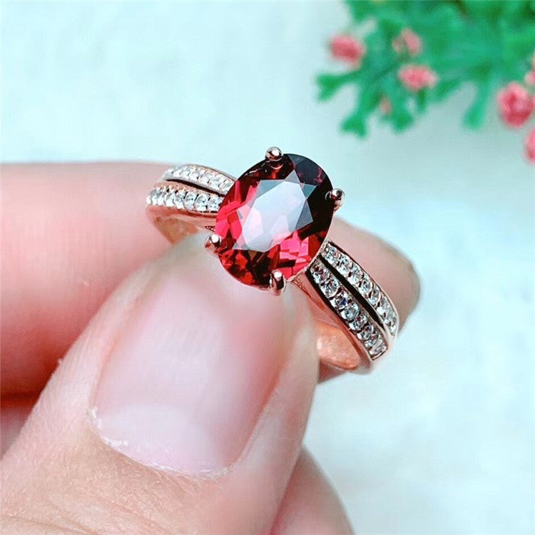 Natural Granat 925 Silber Ring