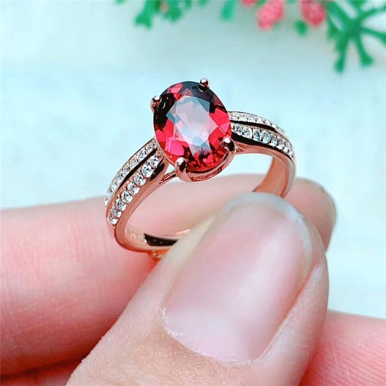 Natural Granat 925 Silber Ring